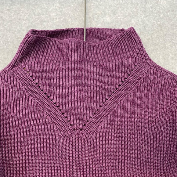 Pact Size M Women's Organic Cotton Sweater Purple Funnel Neck Wide Sleeve - Picture 2 of 9